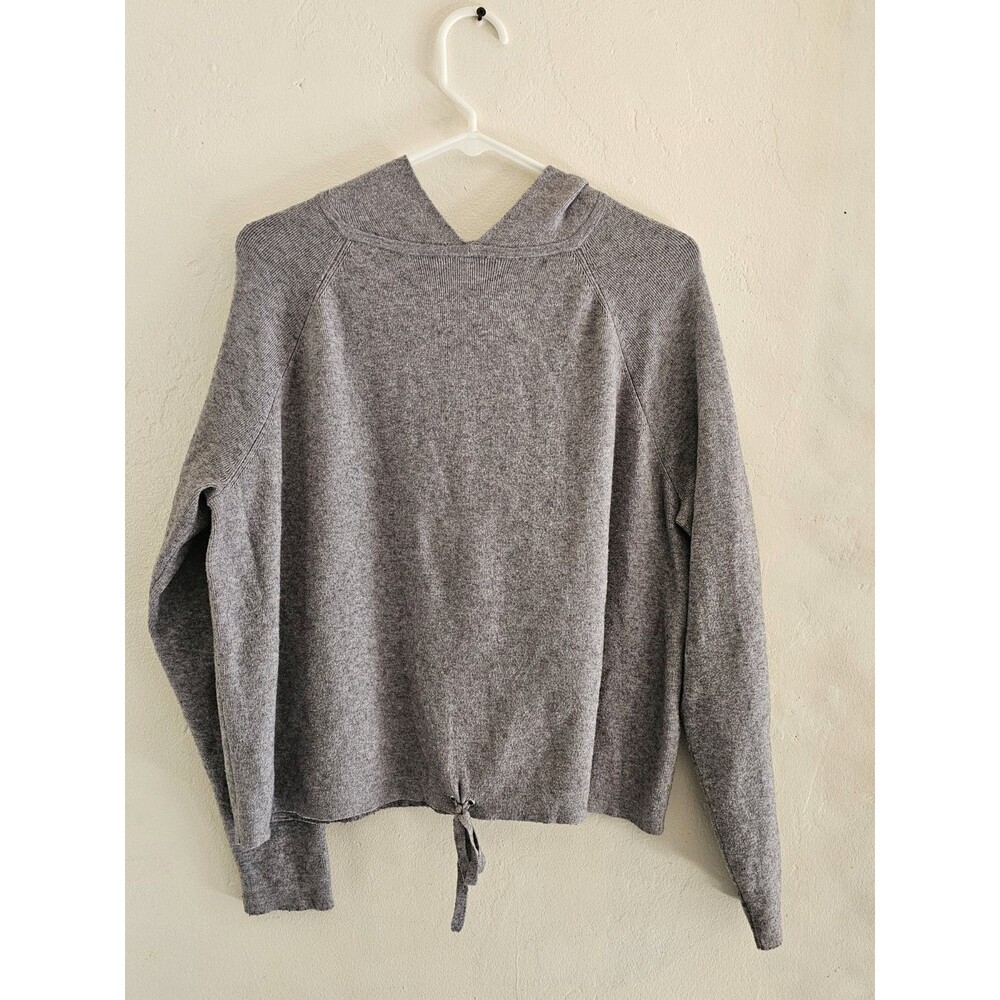 Silence + Noise Women's Hooded Crop Pullover Sweater Gray Size M Drawstring Hem